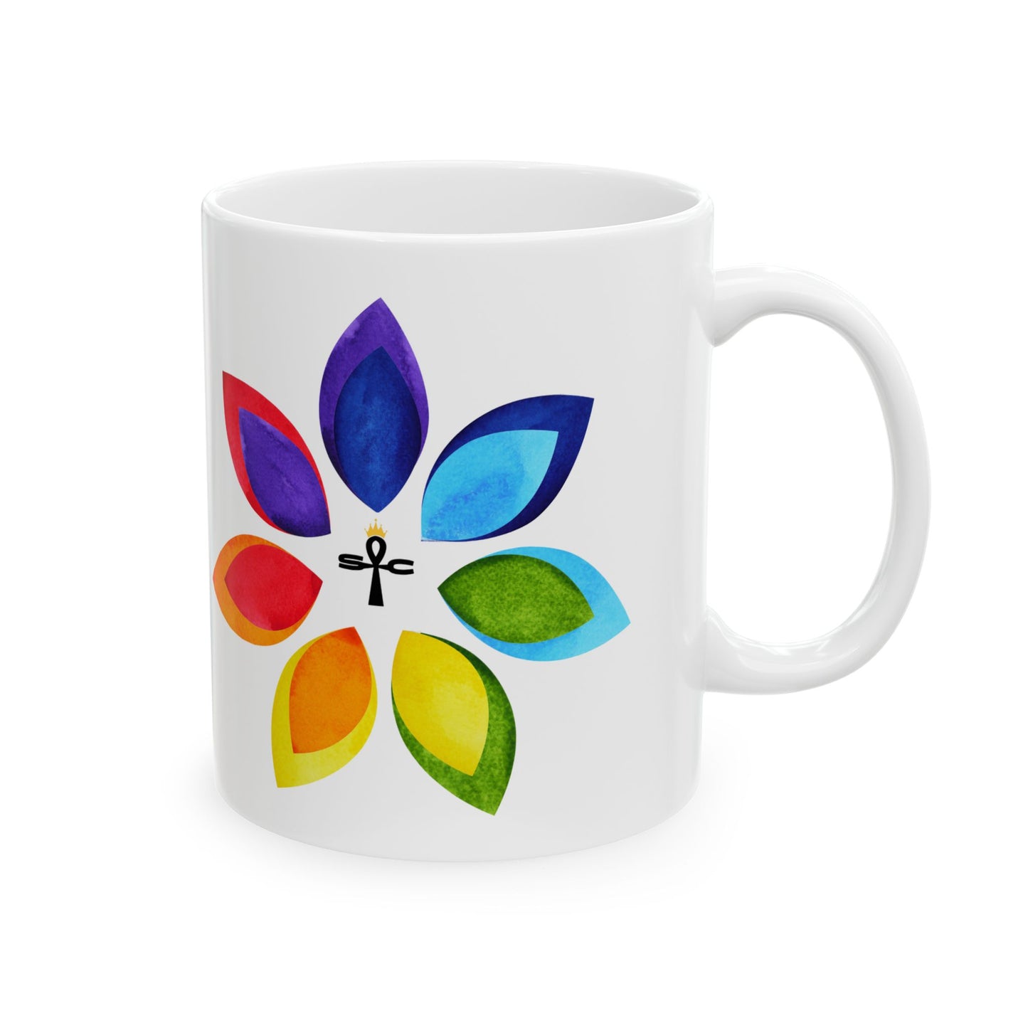 7 Chakra Bija Mantra Ceramic Mug, (11oz)