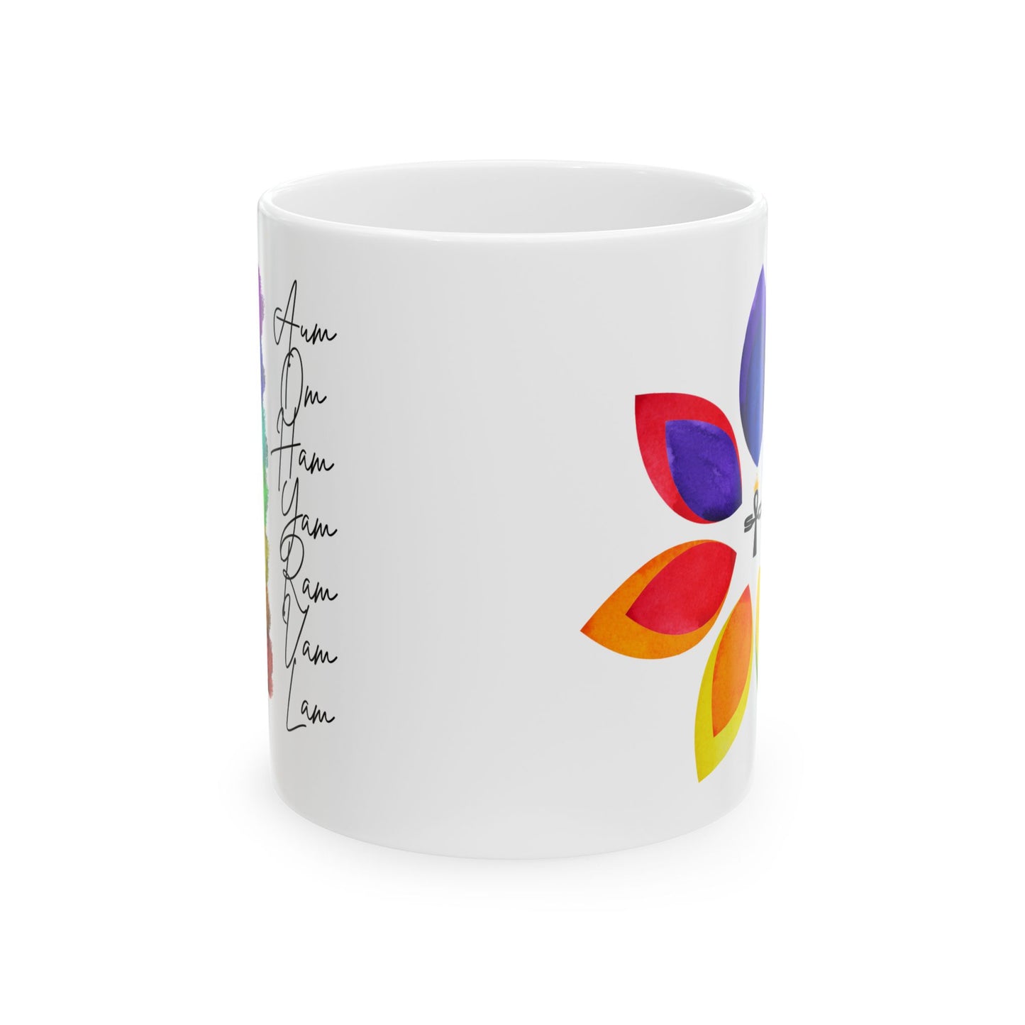 7 Chakra Bija Mantra Ceramic Mug, (11oz)